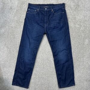 Levi's 505 Regular Fit Jeans Mens 38x30 Dark Blue Indigo Straight Leg Denim